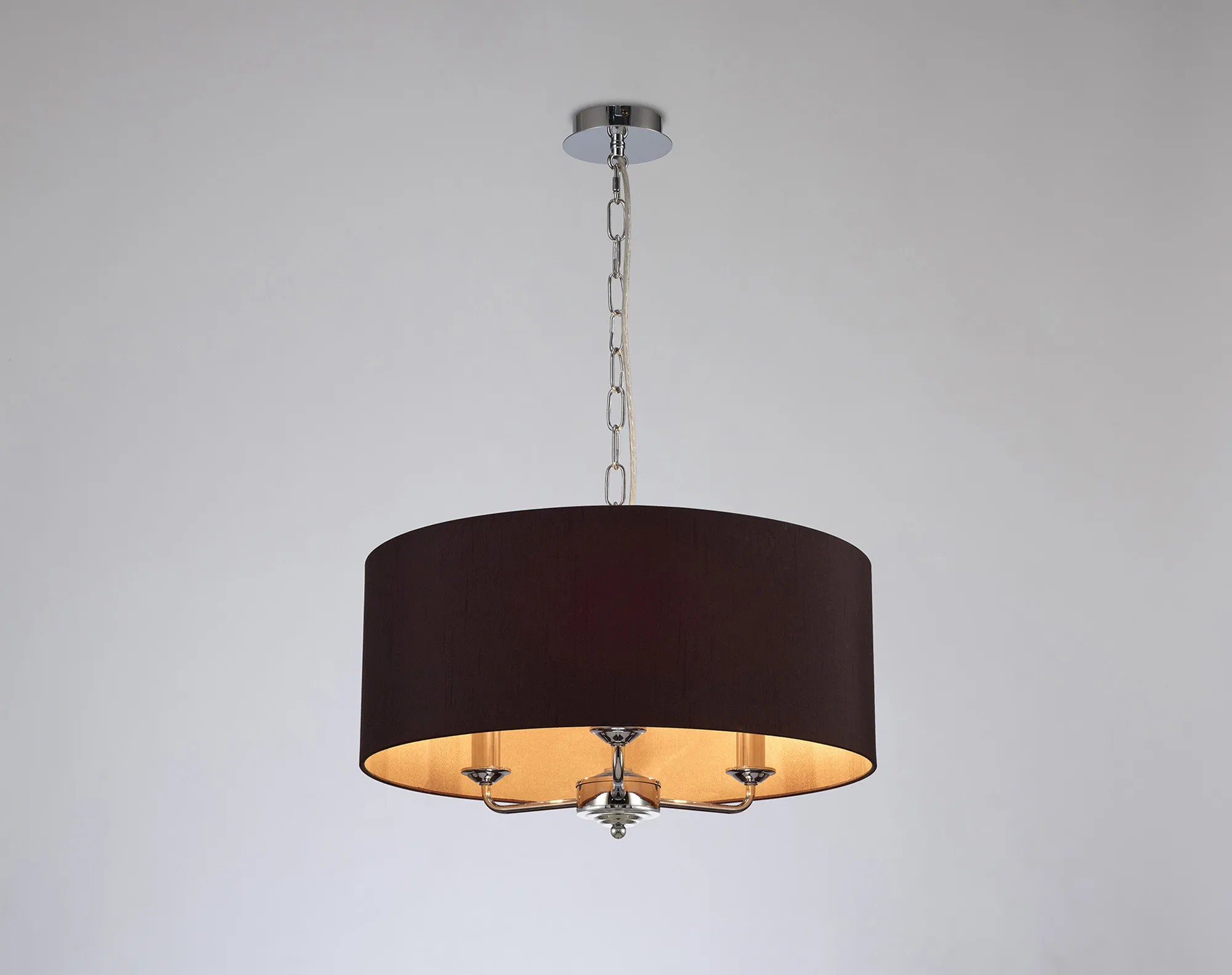 Banyan 50cm 3 Light Pendant Polished Chrome, Midnight Black/Green Olive DK0021  Deco Banyan CH BL/GR